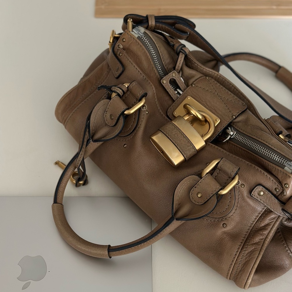 Chloe paddington crossbody tan bag gold hardware w/ lock taupe shoulder RARE